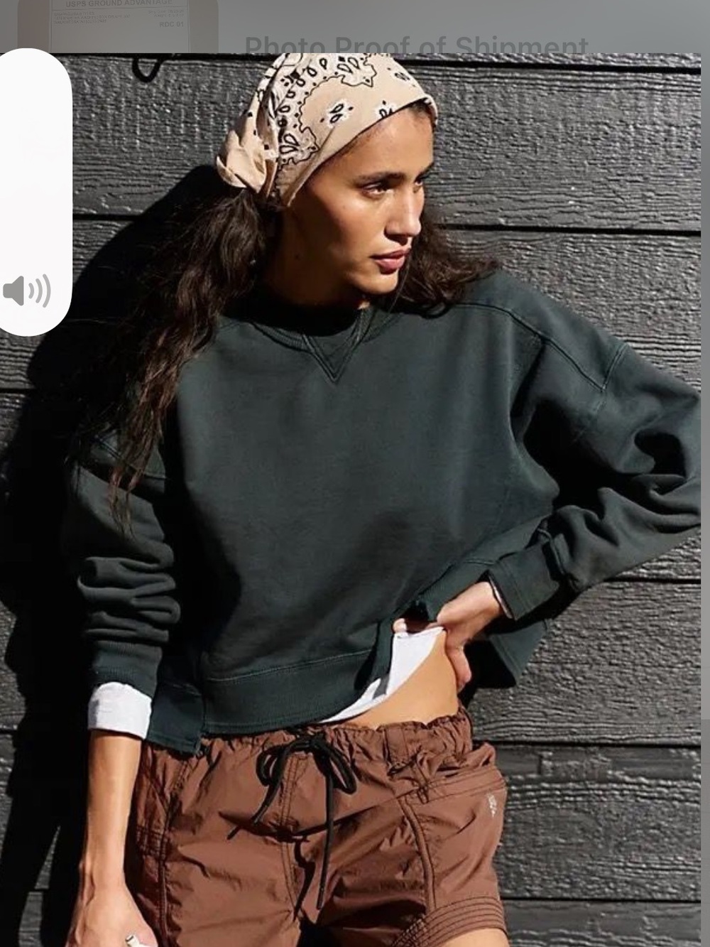 Free people Dark Green Crewneck Sweatshirt